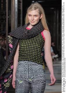 Feb. 21, 2016 - London, Covent Garden, United Kingdom - Model walks down the catwalk wearing Wardha Saleem s Autumn Winter 2016 collection. London United Kingdom - ZUMAp133