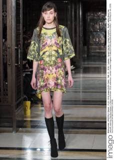 Feb. 21, 2016 - London, Covent Garden, United Kingdom - Model walks down the catwalk wearing Wardha Saleem s Autumn Winter 2016 collection. London United Kingdom - ZUMAp133