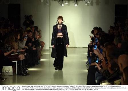 Woman s Milan Fashion Week Fall Winter 2016 2017 Milan Fashion woman Fall Winter 2016 Fashion Show Grinko 2017. pictured: Model  SimonaxChioccia