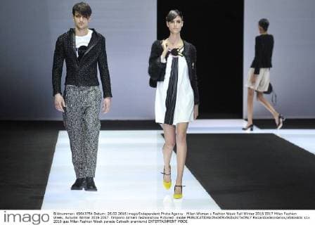 Milan Woman s Fashion Week Fall Winter 2016 2017 Milan Fashion Week, Autumn Winter 2016 2017. Emporio Armani fashionshow Pictured: model  RiccardoxGiordanox xfotosicki