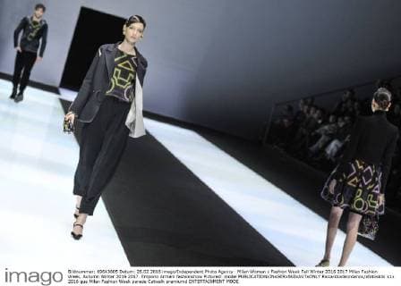 Milan Woman s Fashion Week Fall Winter 2016 2017 Milan Fashion Week, Autumn Winter 2016 2017. Emporio Armani fashionshow Pictured: model  RiccardoxGiordanox xfotosicki