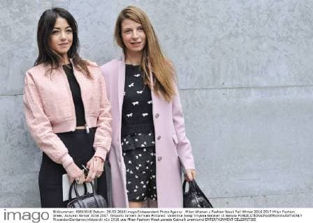 Milan Woman s Fashion Week Fall Winter 2016 2017 Milan Fashion Week, Autumn Winter 2016 2017. Emporio Armani Arrivals Pictured: Valentina Swap Virginia Galateri di Genola  RiccardoxGiordanox xfotosicki