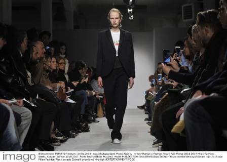 Milan Woman s Fashion Week Fall Winter 2016 2017 Milan Fashion Week, Autumn Winter 2016 2017. Ports Fashionshow Pictured: Model  RiccardoxGiordanox xfotosicki
