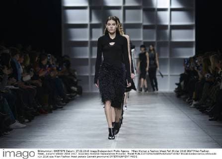 Milan Woman s Fashion Week Fall Winter 2016 2017 Milan Fashion Week, Autumn Winter 2016 2017. Acquilano Rimondi Fashionshow Pictured: Model  RiccardoxGiordanox xfotosicki
