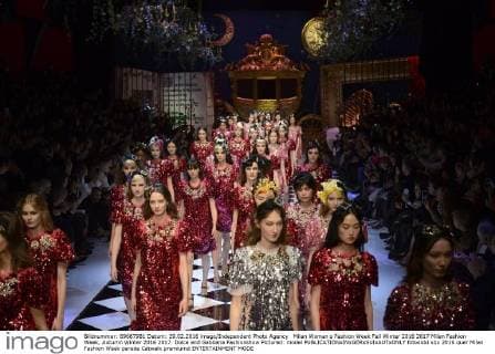 Milan Woman s Fashion Week Fall Winter 2016 2017 Milan Fashion Week, Autumn Winter 2016 2017. Dolce and Gabbana Fashionshow Pictured: model  fotosicki