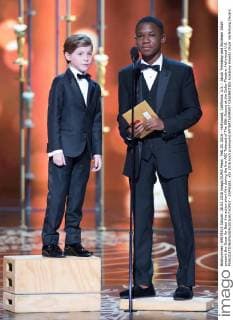 Feb 28, 2016 - Hollywood, California, U.S. - Jacob Tremblay and Abraham Attah present the Oscar for Best live action short film during the live ABC Telecast of The 88th Oscars at the Dolby Theatre. Hollywood U.S. - ZUMAz03_