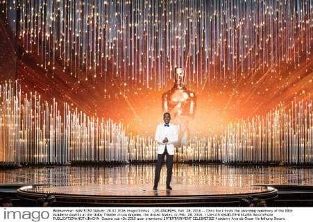 LOS ANGELES, Feb. 28, 2016 -- Chris Rock hosts the awarding ceremony of the 88th Academy Awards at the Dolby Theater in Los Angeles, the United States, on Feb. 28, 2016. ) US-LOS ANGELES-OSCARS AaronxPoole 