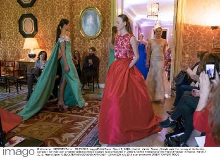 March 2, 2016 - Madrid, Madrid, Spain - Models walk the runway at the fashion company Tot-Hom with presents collection Haute Couture Spring-Summer in 2016-17 at the Residence of the French Embassy in Madrid, March 2, 2016. Madrid Spain  - ZUMAn230