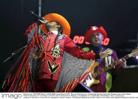 Empire Musikfestival in Guatemala Mexican band Cafe Tacuba s lead singer Ruben Albarran performs on Luna stage in the first day of Empire Music Festival, in Guatemala City, Guatemala, late 04 March 2016. The festival, running 04-05 March, is one of most important in Central America. EFE Esteban Bilba Empire Music Festival !ACHTUNG: NUR REDAKTIONELLE NUTZUNG!  20160305-635927663136292064