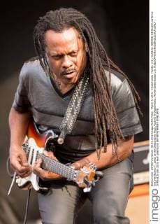 March 5, 2016 - Okeechobee, Florida, U.S - Guitarist VERNON ICE BLACK performs live with Booker T. Jones at the Okeechobee Music Festival in Okeechobee, Florida Okeechobee U.S. - ZUMAs135