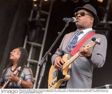 March 5, 2016 - Okeechobee, Florida, U.S - Musician BOOKER T. JONES performs live on guitar at the Okeechobee Music Festival in Okeechobee, Florida Okeechobee U.S. - ZUMAs135