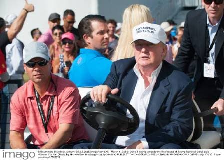 March 6, 2016: Donald Trump attends the final round at Trump National Doral Blue Monster Course. (Photo by Michele Eve Sandberg Icon Sportswire) EDITORIAL USE ONLY 245852