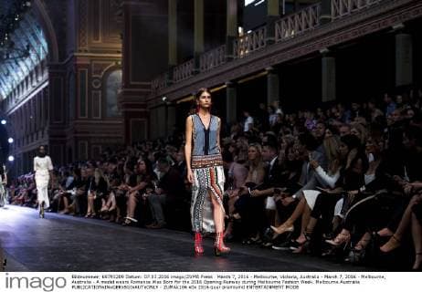 March 7, 2016 - Melbourne, Victoria, Australia - March 7, 2016 - Melbourne, Australia - A model wears Romance Was Born for the 2016 Opening Runway during Melbourne Fashion Week. Melbourne Australia - ZUMAk106