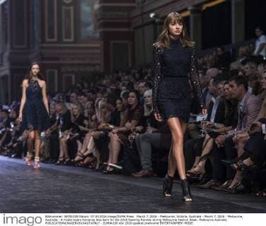 March 7, 2016 - Melbourne, Victoria, Australia - March 7, 2016 - Melbourne, Australia - A model wears Romance Was Born for the 2016 Opening Runway during Melbourne Fashion Week. Melbourne Australia - ZUMAk106