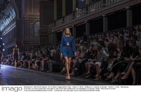 March 7, 2016 - Melbourne, Victoria, Australia - March 7, 2016 - Melbourne, Australia - A model wears Bec & Bridge for the 2016 Opening Runway during Melbourne Fashion Week. Melbourne Australia - ZUMAk106