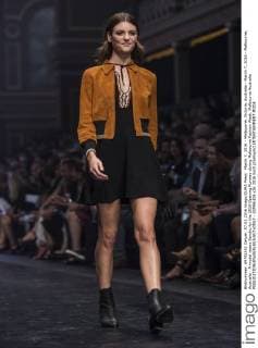 March 7, 2016 - Melbourne, Victoria, Australia - March 7, 2016 - Melbourne, Australia - A model wears Sandro for the 2016 Opening Runway during Melbourne Fashion Week. Melbourne Australia - ZUMAk106