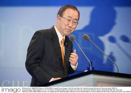 Ban Ki-moon bei der Verleihung des Deutschen Medienpreises 2015 im Kongresshaus. Baden-Baden, 07.03.2016 Foto:xFredericx xFuturexImage