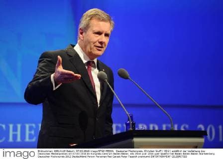 Deutscher Medienpreis. Christian Wulff ( CDU ) anläßlich der Verleihung des Deutschen Medienpreises am 07.03.2016 im Kongress Centrum Baden Baden.