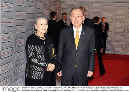 Deutscher Medienpreis. Ban Ki-moon und seine Frau Yoo Soon-taek anläßlich der Verleihung des Deutschen Medienpreises am 07.03.2016 im Kongress Centrum Baden Baden.