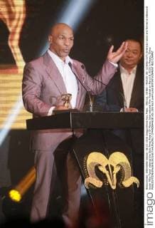 MACAU, CHINA - MARCH 08: (CHINA OUT) American actor and former professional boxer Mike Tyson attends the Gold Aries Award Of Macau International Film Festival on March 8, 2016 in Macau, China.  CFP480844630