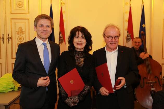 Ehrenkreuz für Wissenschaft und Kunst 1. Klasse Wien, BKA, 08. 03. 2016 Josef OSTERMAYER, Michael KÖHLMEIER, Monika HELFER