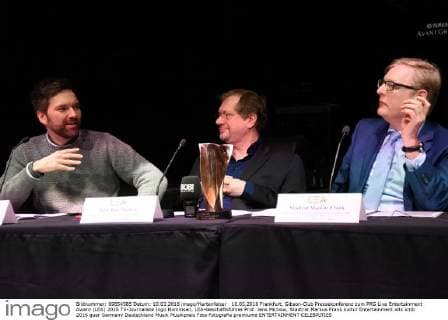 10.03.2016 Frankfurt, Gibson-Club Pressekonferenz zum PRG Live Entertainment Award (LEA) 2016 TV-Journaliste Ingo Nommsen, LEA-Geschäftsführer Prof. Jens Michow, Stadtrat Markus Frank