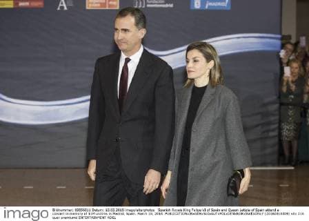 Spanish Royals King Felipe VI of Spain and Queen Letizia of Spain attend a concert in memory of 11M victims in Madrid, Spain. March 10, 2016.  (20160310009)