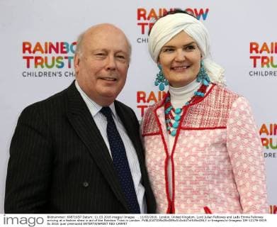 . 11 03 2016. London, United Kingdom. Lord Julian Fellowes and Lady Emma Fellowes arriving at a fashion show in aid of the Rainbow Trust in London.  xi-Imagesx xi-Imagesx IIM-12179-0019