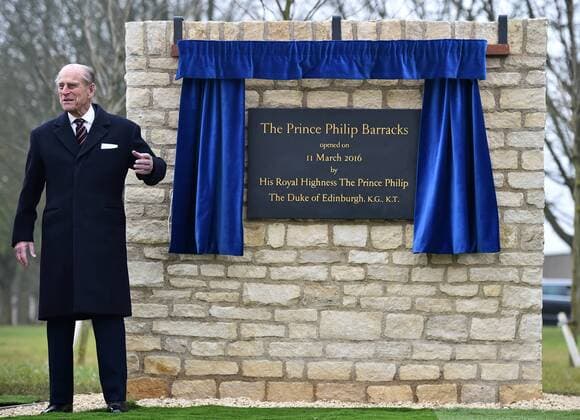 . 11 03 2016. London, United Kingdom. Duke of Edinburgh visits new home of REME. Britain s Prince Philip, Duke of Edinburgh, Colonel-in-Chief, Royal Electrical and Mechanical Engineers (REME), unveils a plaque to officially open and name the new home of REME The Prince Philip Barracks at MOD Lyneham in Wiltshire south west England, on March 11, 2016. Prince Philip toured the barracks visiting the technical training building to view the facility and meet soldiers and went on to visit one of the refurbished hangars on the former RAF site.  xWPAxRotax xi-Imagesx IIM-12181-0019