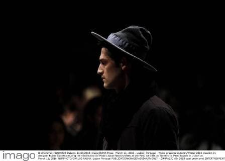 March 11, 2016 - Lisbon, Portugal - Model presents Autumn Winter 2016 creation by designer Ruben Damasio during the 45rd edition of Moda Lisboa Fashion Week at the Patio da Gale on Terreiro do Paco Square in Lisbon on March 11, 2016. NURPHOTO CARLOS PALMA. Lisbon Portugal  - ZUMAn230