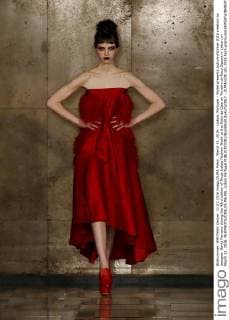 March 11, 2016 - Lisbon, Portugal - Model presents Autumn Winter 2016 creation by designer David Ferreira during the 45rd edition of Moda Lisboa Fashion Week at the Patio da Gale on Terreiro do Paco Square in Lisbon on March 11, 2016. NURPHOTO CARLOS PALMA. Lisbon Portugal  - ZUMAn230