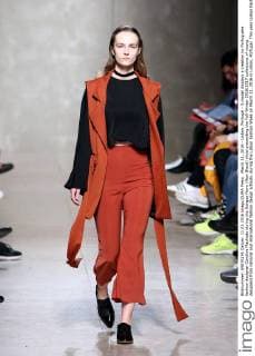 March 11, 2016 - Lisbon, Portugal - A model displays a creation by Portuguese fashion designer Carolina Machado during the Sangue Novo (New Blood) show presenting the Fall-Winter 2016 2017 collections of young designers from national and international fashion design schools, during the Lisbon Fashion Week on March 11, 2016 in Lisbon, Portugal. This year Lisbon Fashion Week celebrates the 25th anniversary. Lisbon Portugal - ZUMAf123