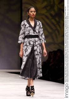 Fashunica by Stephen Tach at Jakarta Fashion Week A model wears the creation of Stephen Tach from Japan with the theme Fashunica , in Indonesia Fashion Week 2016, at Jakarta Convention Center.  NatanaelxPohan