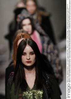 March 12, 2016 - Lisbon, Portugal - Models present Autumn Winter 2016 creation by designer Christophe Sauvat during the 45rd edition of Moda Lisboa Fashion Week at the Patio da Gale on Terreiro do Paco Square in Lisbon on March 12, 2016. NURPHOTO CARLOS PALMA. Lisbon Portugal  - ZUMAn230
