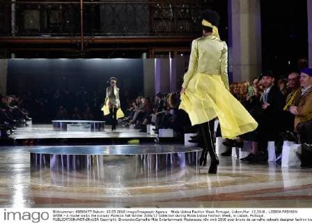 Moda Lisboa Fashion Week Portugal, Lisbon,Mar. 12,2016 - LISBOA FASHION WEEK - A model walks the runway Morecco Fall Winter 2016 17 Collection during Moda Lisboa Fashion Week, in Lisbon, Portugal.  Copyright: BrunoxdexCarvalho