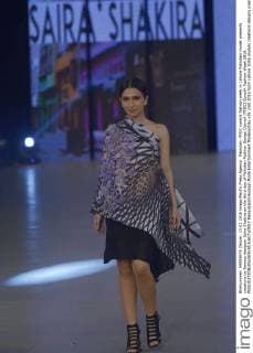 Pakistan: PFDC sunsilk fashion week in Lahore Pakistani model presents creations by famous designer Saira Shakira on the third day of Pakistan Fashion Design Council (PFDC) Sunsilk Fashion Week 2016.  RanaxSajidxHussain