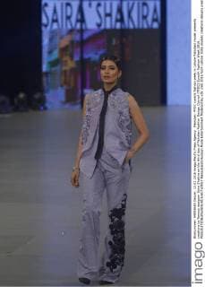 Pakistan: PFDC sunsilk fashion week in Lahore Pakistani model presents creations by famous designer Saira Shakira on the third day of Pakistan Fashion Design Council (PFDC) Sunsilk Fashion Week 2016.  RanaxSajidxHussain