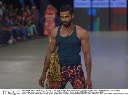 Pakistan: PFDC sunsilk fashion week in Lahore Pakistani model presents creations by famous designer HSY on the third day of Pakistan Fashion Design Council (PFDC) Sunsilk Fashion Week 2016.  RanaxSajidxHussain