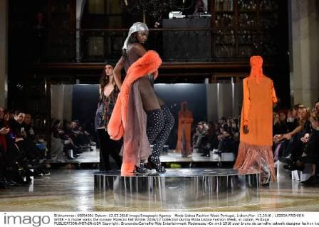 Moda Lisboa Fashion Week Portugal, Lisbon,Mar. 12,2016 - LISBOA FASHION WEEK - A model walks the runway Morecco Fall Winter 2016 17 Collection during Moda Lisboa Fashion Week, in Lisbon, Portugal.  Copyright: BrunoxdexCarvalho