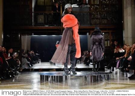 Moda Lisboa Fashion Week Portugal, Lisbon,Mar. 12,2016 - LISBOA FASHION WEEK - A model walks the runway Morecco Fall Winter 2016 17 Collection during Moda Lisboa Fashion Week, in Lisbon, Portugal.  Copyright: BrunoxdexCarvalho