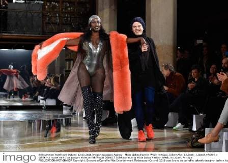 Moda Lisboa Fashion Week Portugal, Lisbon,Mar. 12,2016 - LISBOA FASHION WEEK - A model walks the runway Morecco Fall Winter 2016 17 Collection during Moda Lisboa Fashion Week, in Lisbon, Portugal.  Copyright: BrunoxdexCarvalho