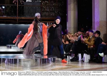 Moda Lisboa Fashion Week Portugal, Lisbon,Mar. 12,2016 - LISBOA FASHION WEEK - A model walks the runway Morecco Fall Winter 2016 17 Collection during Moda Lisboa Fashion Week, in Lisbon, Portugal.  Copyright: BrunoxdexCarvalho