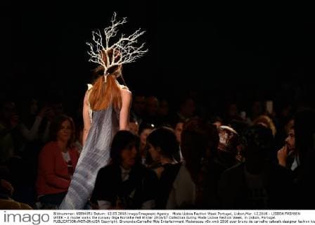 Moda Lisboa Fashion Week Portugal, Lisbon,Mar. 12,2016 - LISBOA FASHION WEEK - A model walks the runway Olga Noronha Fall Winter 2016 17 Collection during Moda Lisboa Fashion Week, in Lisbon, Portugal.  Copyright: BrunoxdexCarvalho