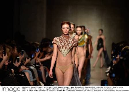 Moda Lisboa Fashion Week Portugal, Lisbon,Mar. 12,2016 - LISBOA FASHION WEEK - A model walks the runway Olga Noronha Fall Winter 2016 17 Collection during Moda Lisboa Fashion Week, in Lisbon, Portugal.  Copyright: BrunoxdexCarvalho