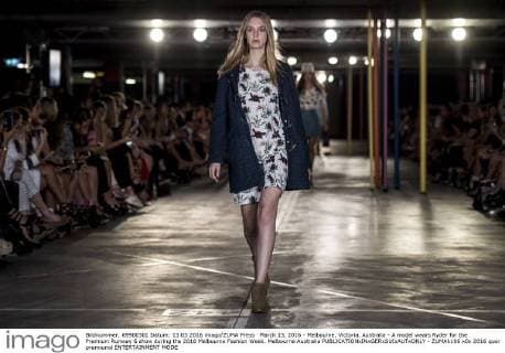 March 13, 2016 - Melbourne, Victoria, Australia - A model wears Ryder for the Premium Runway 6 show during the 2016 Melbourne Fashion Week. Melbourne Australia - ZUMAk106