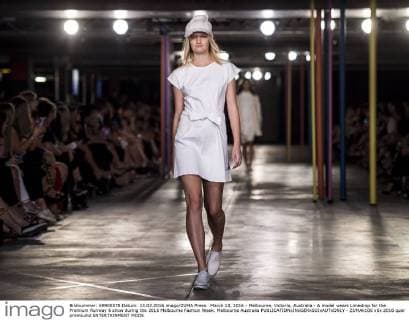 March 13, 2016 - Melbourne, Victoria, Australia - A model wears Limedrop for the Premium Runway 6 show during the 2016 Melbourne Fashion Week. Melbourne Australia - ZUMAk106