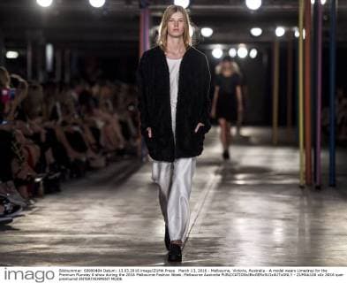March 13, 2016 - Melbourne, Victoria, Australia - A model wears Limedrop for the Premium Runway 6 show during the 2016 Melbourne Fashion Week. Melbourne Australia - ZUMAk106