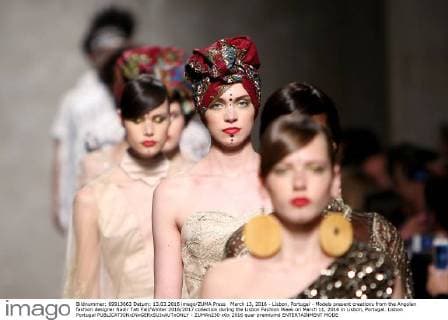 March 13, 2016 - Lisbon, Portugal - Models present creations from the Angolan fashion designer Nadir Tati Fall Winter 2016 2017 collection during the Lisbon Fashion Week on March 11, 2016 in Lisbon, Portugal. Lisbon Portugal  - ZUMAn230