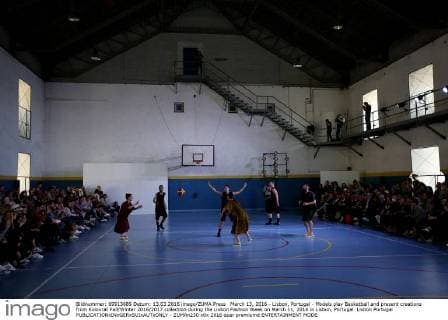March 13, 2016 - Lisbon, Portugal - Models play Basketball and present creations from Kolovrat Fall Winter 2016 2017 collection during the Lisbon Fashion Week on March 11, 2016 in Lisbon, Portugal. Lisbon Portugal  - ZUMAn230