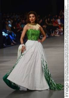 Pakistan : Gul Ahmed s designs showcased in PFDC Sunsilk Fashion 2016 Pakistani model presents creations of famous designer Gul Ahmed on the last day of Pakistan Fashion Design Council (PFDC) Sunsilk Fashion Week 2016 .  RanaxSajidxHussain